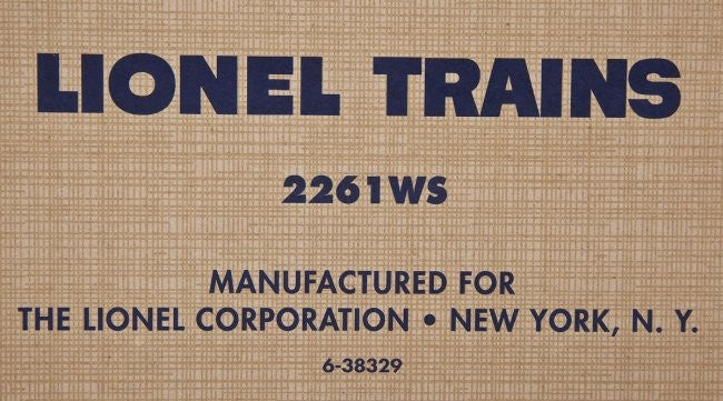 Lionel 6-38329 Hudson Freight Set #2261WS - Master Carton Only