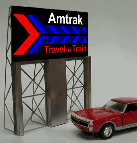 Miller Engineering 8281 HO/O Amtrak Travel by Train Animated Roadside Billboard