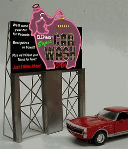 Miller Engineering 8381 HO / O Scale Elephant Car Wash Billboard