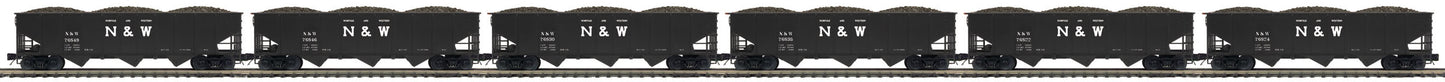 MTH 20-90853 O Norfolk & Western 70-Ton 3-Bay Hopper Car Set (Set of 6)