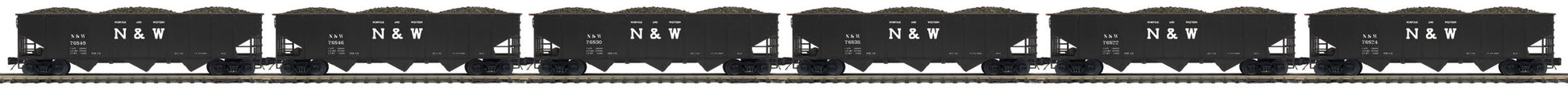 MTH 20-90853 O Norfolk & Western 70-Ton 3-Bay Hopper Car Set (Set of 6)