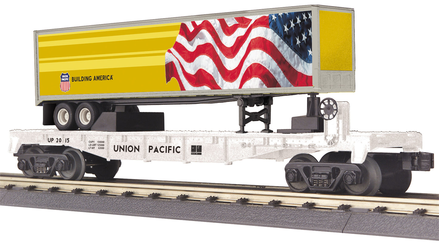 MTH 30-76584 O Gauge Union Pacific Flat Car with 40' Trailer Car #2015