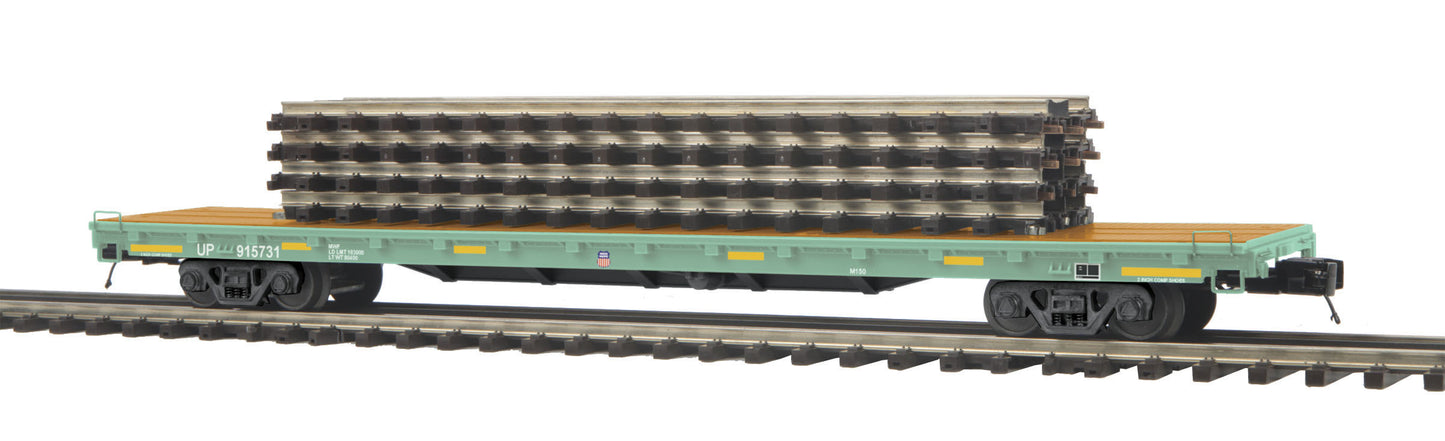MTH 2095145 O Union Pacific 60' Flat Car with 4 ScaleTrax 10" Straights
