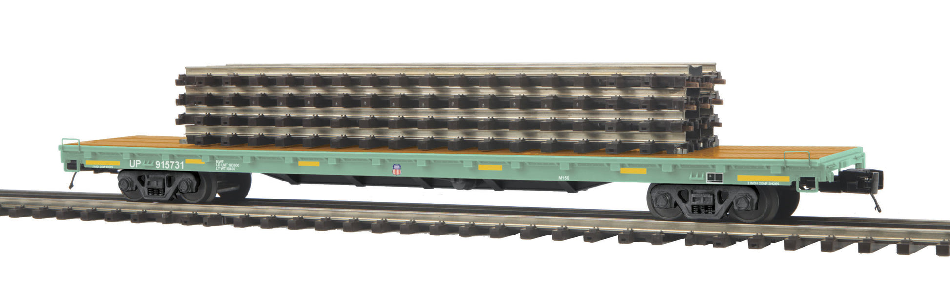 MTH 2095145 O Union Pacific 60' Flat Car with 4 ScaleTrax 10