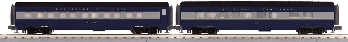 MTH 30-67840 O Baltimore & Ohio 2-Car 60' Streamlined ABS Sleeper/Diner Car