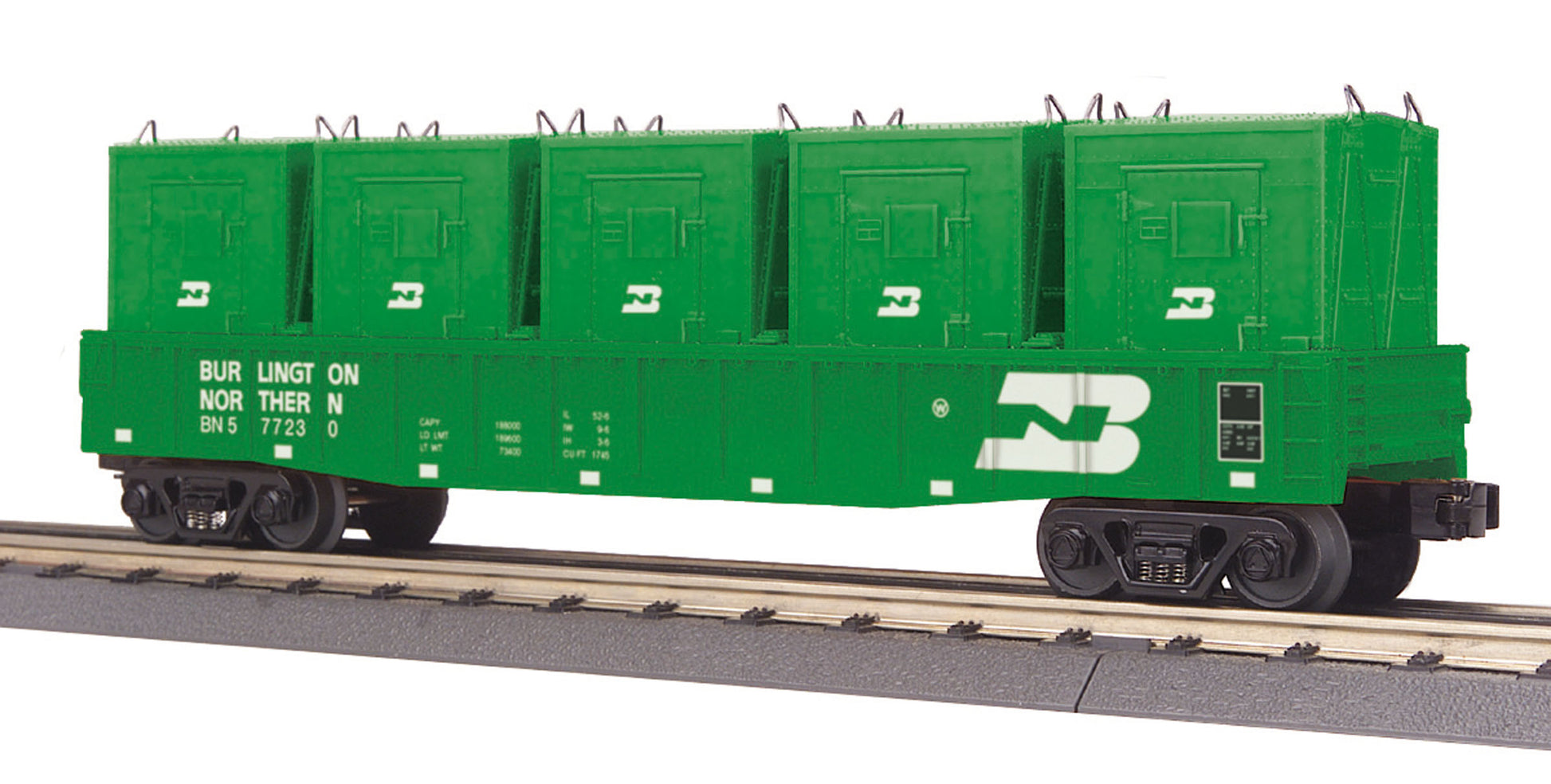 MTH 30-72144 O Burlington Northern Gondola Car with LCL Containers