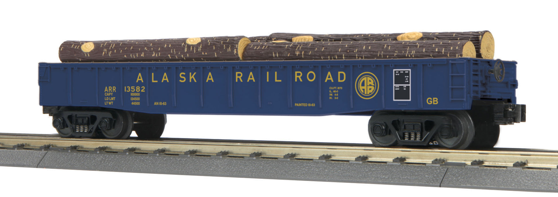 MTH 3072148 MTH 30-72148 O Alaska Gondola Car with Log Load No. 13582