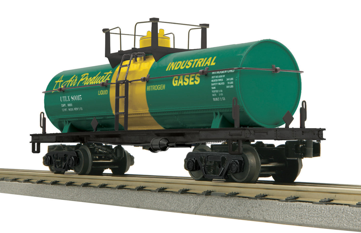 MTH 30-73432 O Gauge Air Products Smoking Tank Car #80015