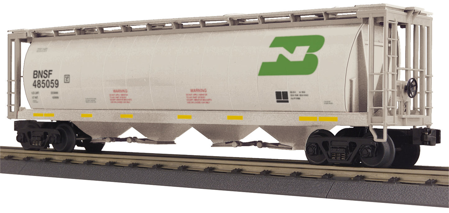MTH 30-75523 O Gauge BNSF 4-Bay Cylindrical Hopper Car #485059