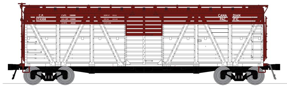 Broadway Limited 3352 N Canadian Pacific PRR K7 Stock Car with Cattle Sounds