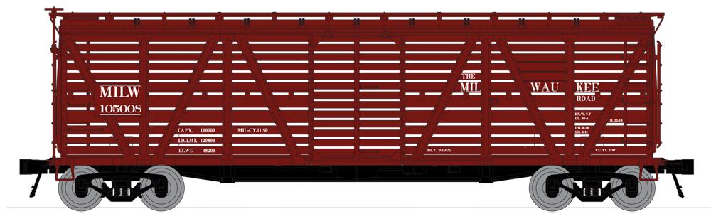 Broadway Limited 3353 N Milwaukee Road PRR K7 Stock Car with Cattle Sounds