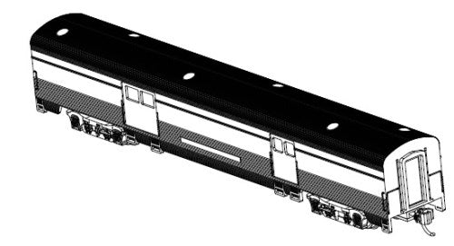 Bachmann 14654 N Unlettered Aluminum 72' 2-Door Baggage Car