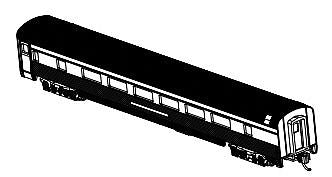 Bachmann 14754 N Painted & Unlettered 85' Fluted Streamline Coach w/Lighting