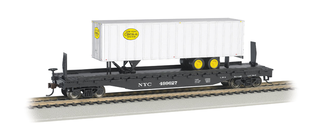 Bachmann 16703 HO New York Central 52' 6" Flatcar w/35' Piggyback Trailer