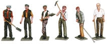 Peco OP-11 O Workmen with Tools Figures (Set of 6)