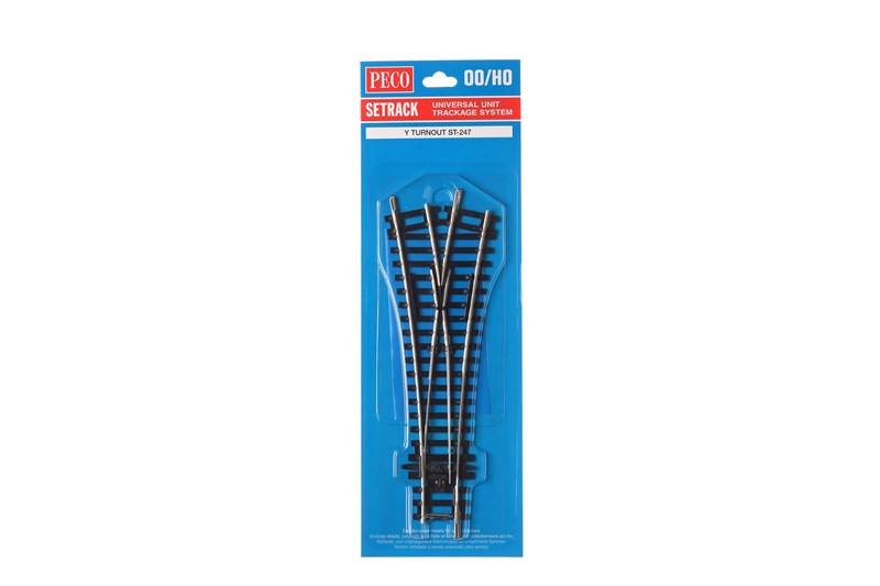 Peco ST-247 HO/OO Code 100 Nickel Silver 22.5º Medium Radius Y Switch Turnout