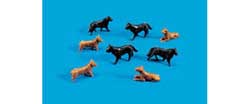 Modelscene 5102 HO / OO Scale Dogs Plastic Figures (Set of 8)