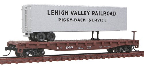 Atlas 50001454 N Lehigh Valley 50' Flatcar with 40' Trailer #10049
