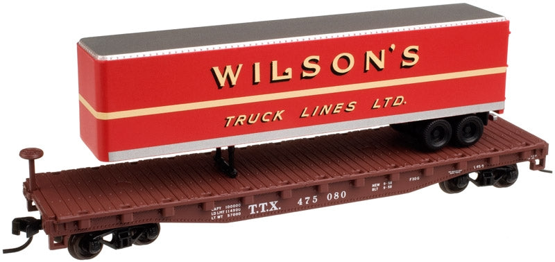 Atlas 50001459 N TTX Trailer-Train 50' Flatcar with 40' Trailer #475080