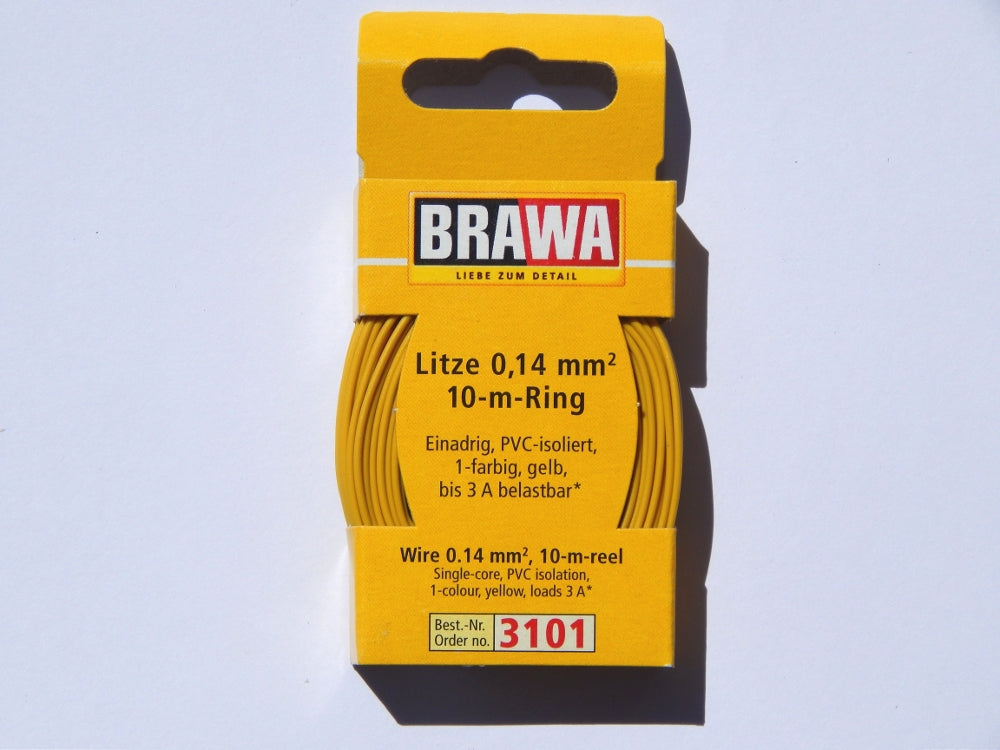 Brawa 3101 33' Solid Stranded Copper Wire Yellow Solid Strand Copper Wire