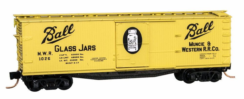 Micro-Trains 04200030 N MWR Ball Glass Jars 40' Dbl Sheathed Wood Boxcar #1026