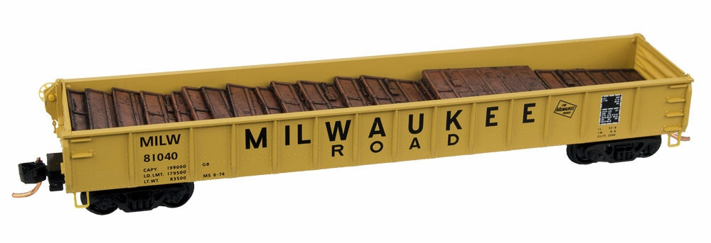 Micro-Trains 04800110 N Milwaukee Road 50' 14 Panel Steel Side Gondola #81040