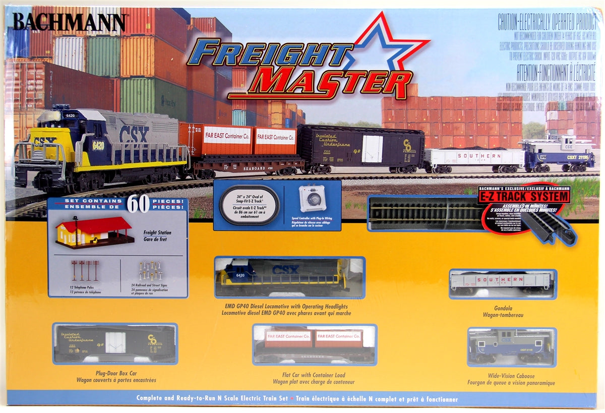 Bachmann 24022 N Scale CSX Freight Master Diesel Starter Freight Train Set