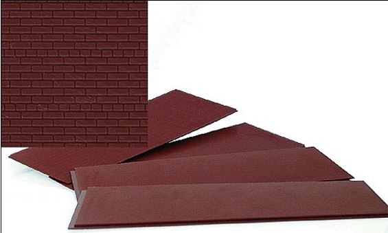 Walthers 933-3523 HO Dark Red Brick Sheets 4 x 9-3/4 10.1 x 24.7 cm (Pack of 4)