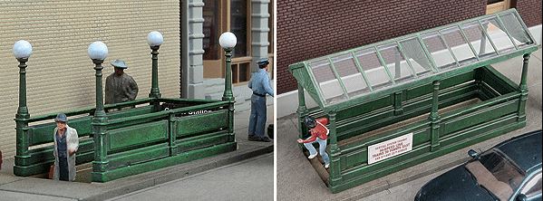 Walthers 933-3762 HO Cornerstone Subway Entrance Builds 2 Complete Models Kit