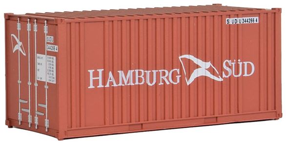 Walthers 949-8006 HO Assembled Hamburg Sud 20' Corrugated Container w/Flat Panel