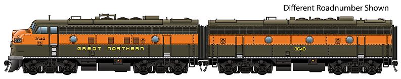 Walthers 920-47705 HO Great Northern EMD F7A-B Set - Standard DC #368C, 371B