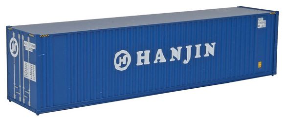 Walthers 949-8208 HO Hanjin 40' Hi Cube Corrugated Container with Flat Roof