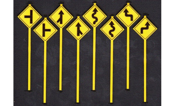 Tichy 2073 O Road Path Warning Signs Set #2 (Pack of 8)