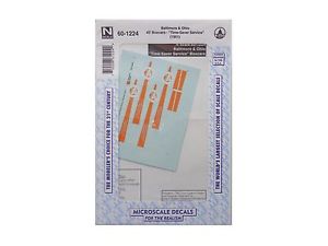 Microscale 60-1224 N 1951 B&O 40' Box Cars Time-Saver Service Decal Sheet