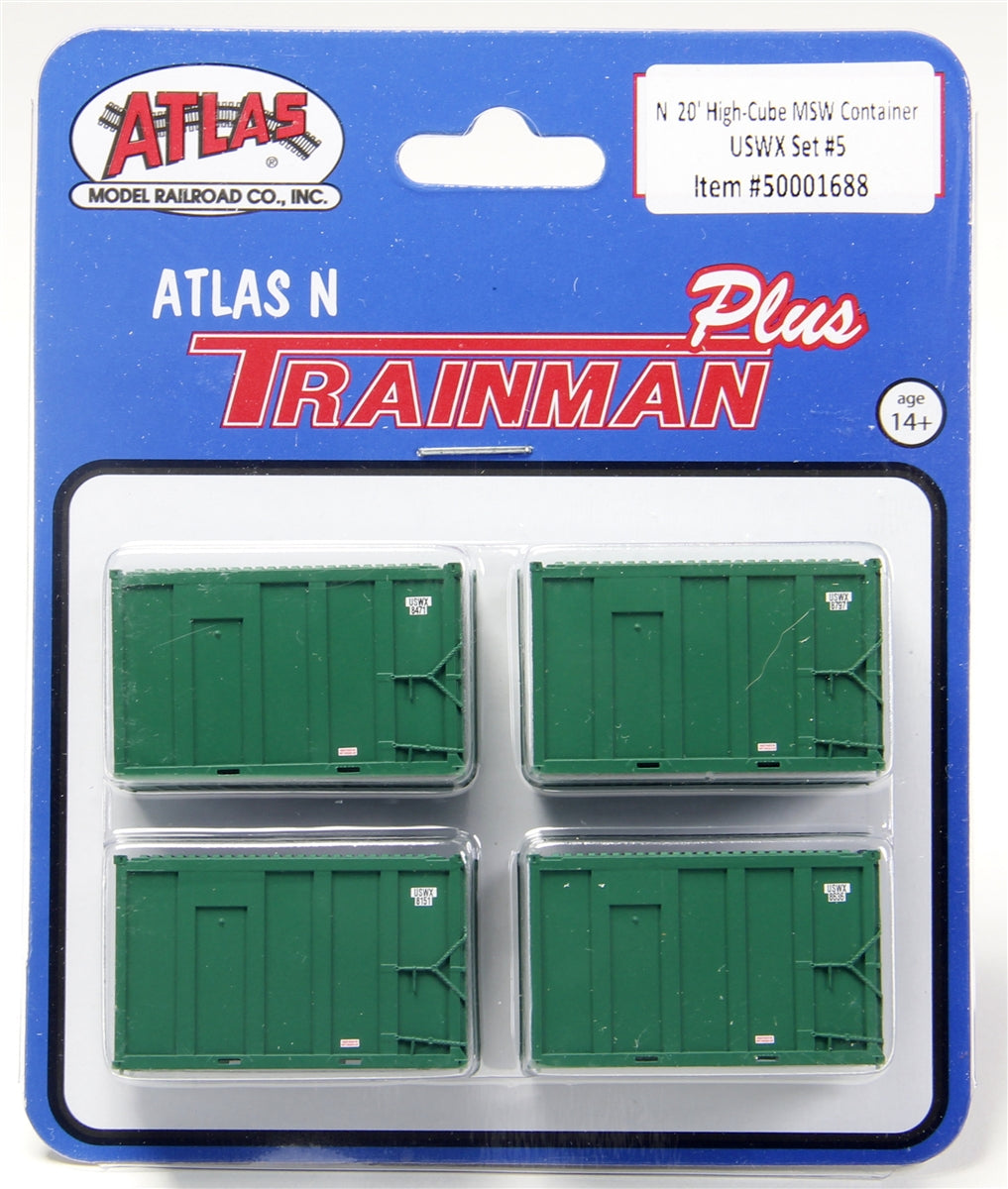Atlas 50001688 N USWX 20' High Cube Trash Container Set #5 (Pack of 4)