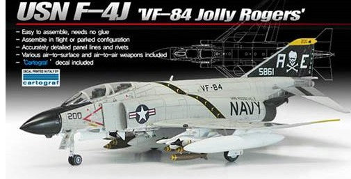 Academy 12529 1:72 USN F-4J VF-84 "Jolly Rogers" Military Aircraft Plane Kit
