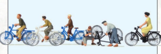 Preiser 10716 HO Young People Figures with Bicycles (Set of 6)