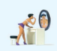 Preiser 28206 HO Girl at Dressing Table with Mirror Figure