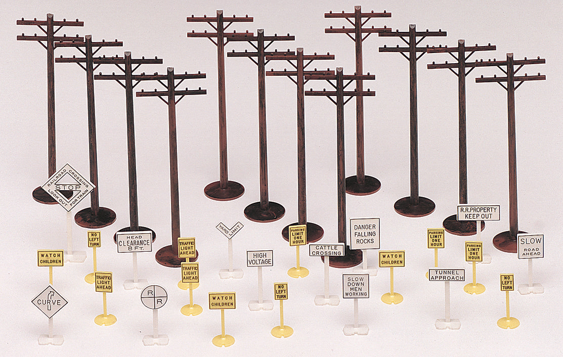 Bachmann 45989 O Plasticville Signs & Telephone Poles Classic Kit
