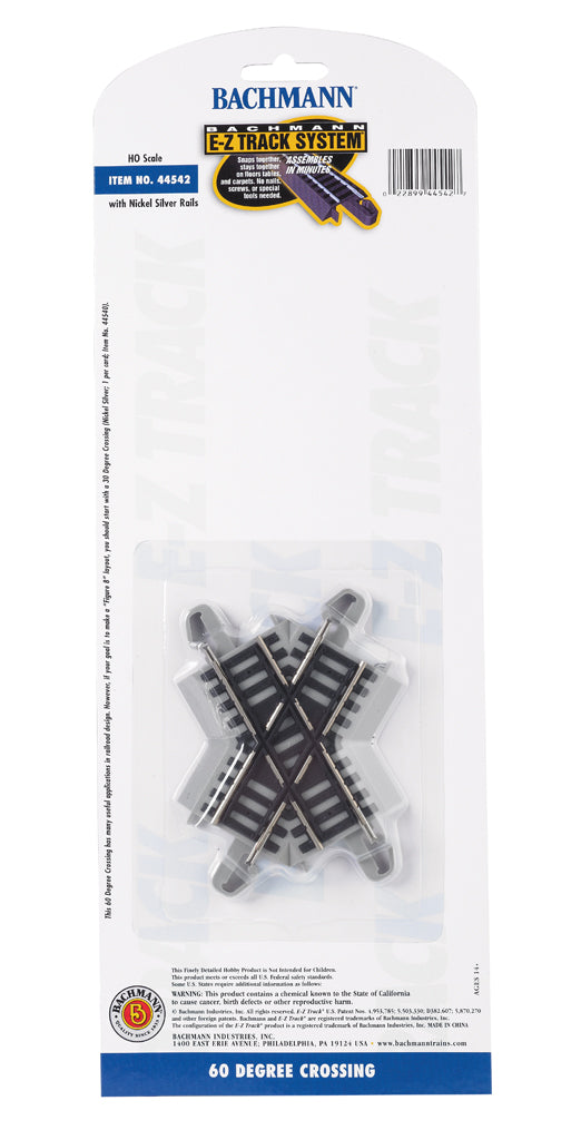 Bachmann 44542 HO Nickel Silver 60 Degree E-Z Track Crossing