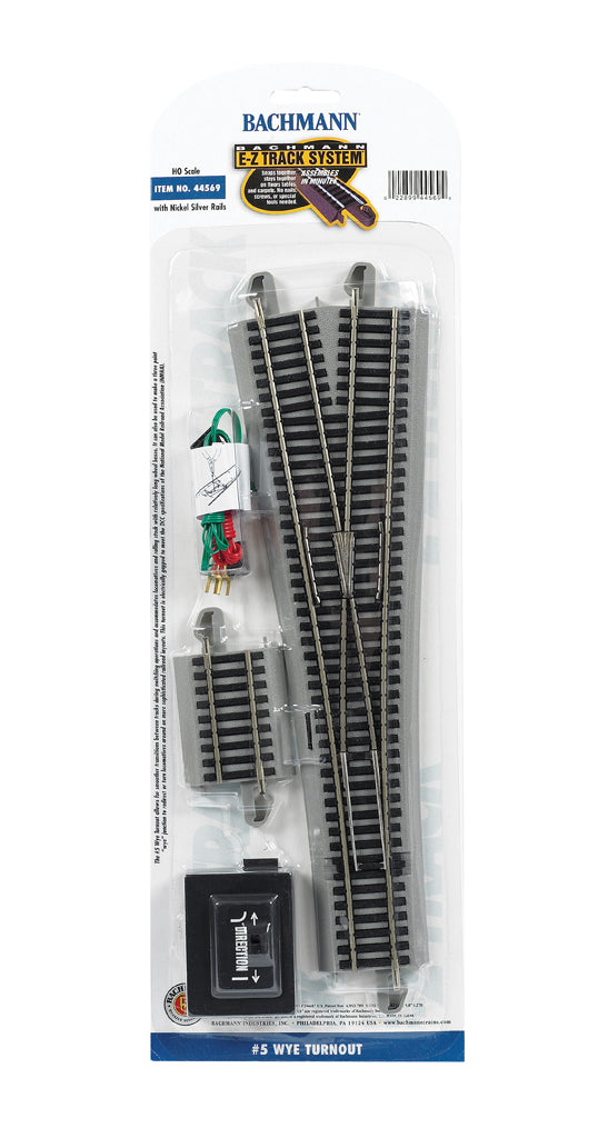 Bachmann 44569 HO Nickel Silver #5 E-Z Track WYE Remote Switch Turnout