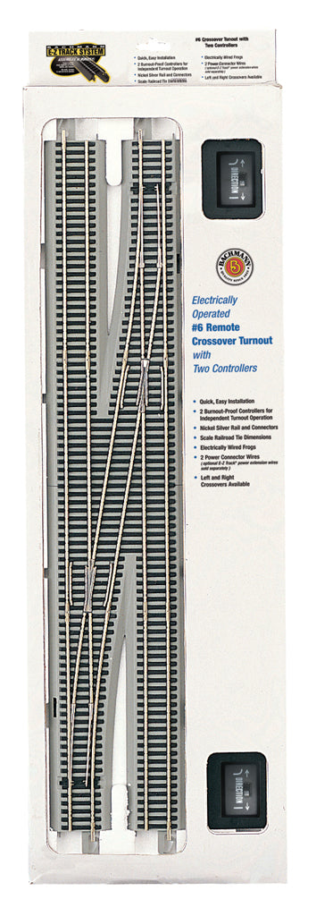 Bachmann 44576 HO Nickel Silver #6 E-Z Track RH Remote Crossover Switch Turnout