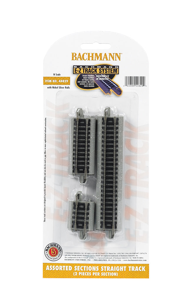 Bachmann 44829 N Nickel Silver Assorted Short Straight E-Z Track Sections