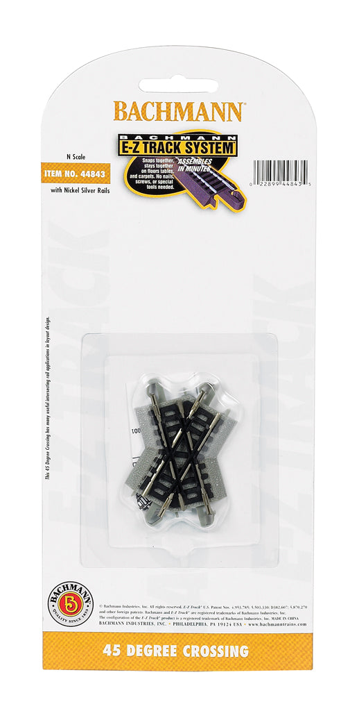 Bachmann 44843 N Nickel Silver 45 Degree E-Z Track Crossing