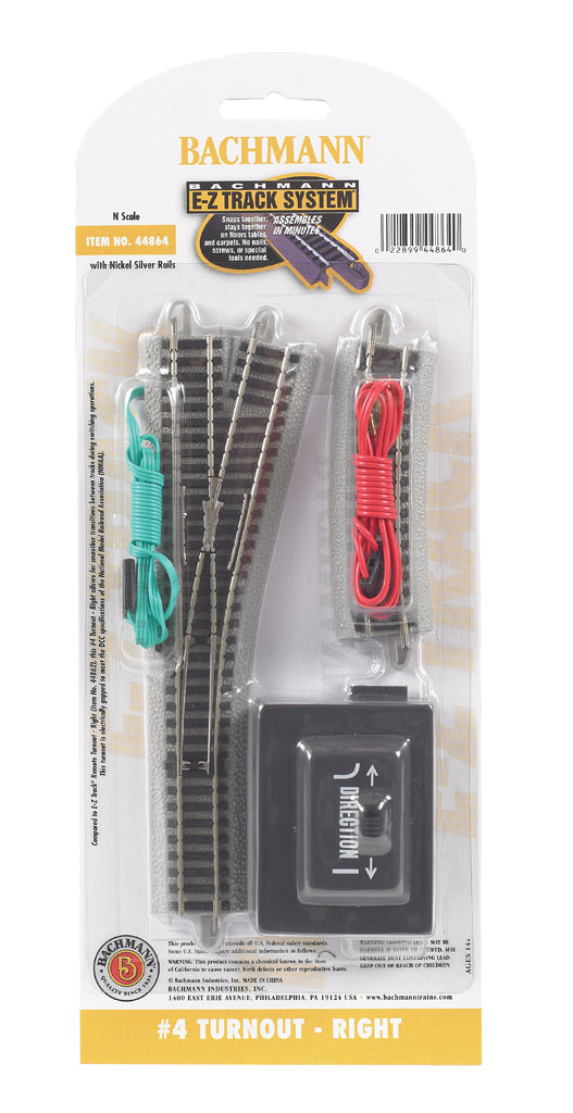 Bachmann 44864 N Nickel Silver #4 E-Z Track Right-Hand Switch Turnout