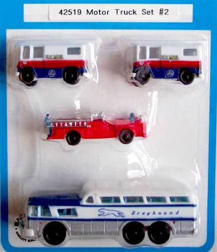 Bachmann 42519 N Assorted Automobiles Bus & Trucks (Pack of 4)