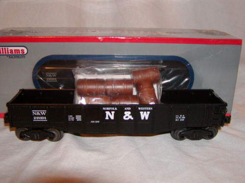 Williams 47208 O Norfolk & Western Gondola with 6 Wooden Barrels