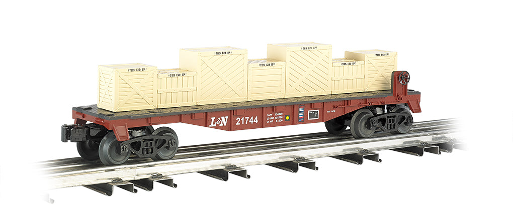 Williams 47555 O Louisville & Nashville 3-Rail 40' Flatcar w/Crate Load #21744