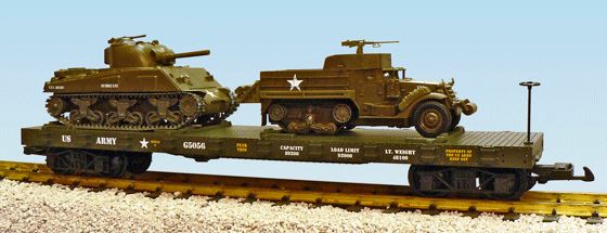 USA Trains R1779 G U.S. Army with M3A2 & M4A3 Steel Flatcar with Load #G5056