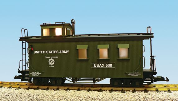 USA Trains R12024 G U.S. Army Illuminated Caboose #500 (Metal Wheels)